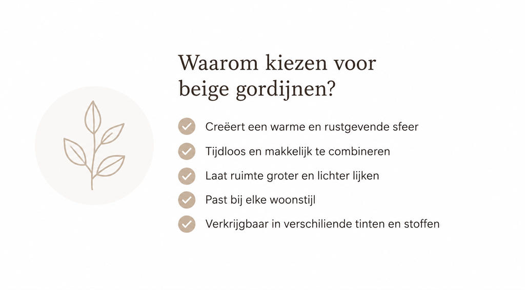 Tekstvak beige gordijnen